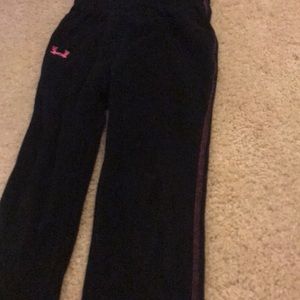 Black and pink under armour sweatpants